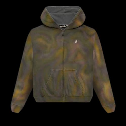 Hellstar Classic Logo Airbrush Zip-Up Hoodie 'Green'
