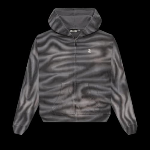 Hellstar Classic Logo Airbrush Zip-Up Hoodie 'White'