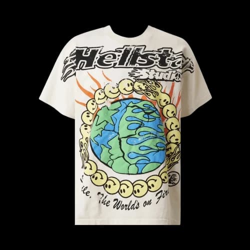 Hellstar Globe Smiley Face T-Shirt 'White'