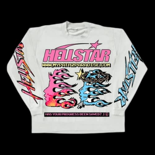 Hellstar Pixel Long Sleeves Tee 'White'