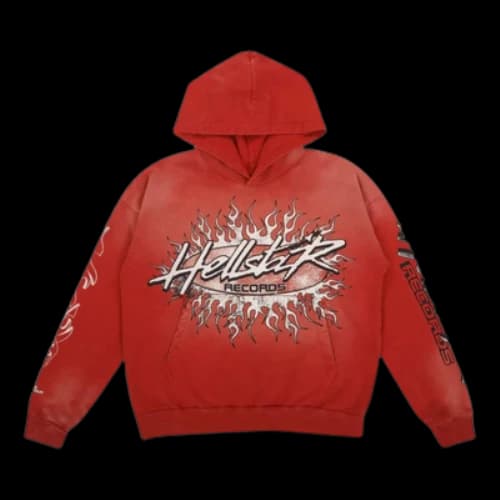 Hellstar Studios Records Hooded Hoodie 'Washed Red'