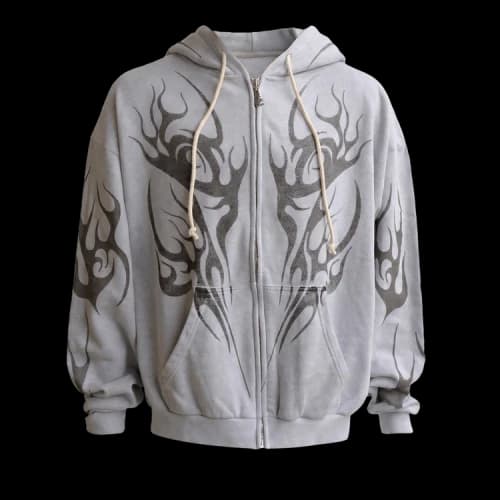 Hellstar Tribal Flame Zip Up 'Grey'
