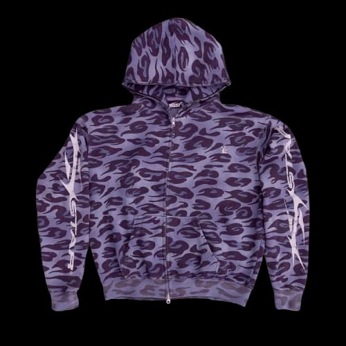 Hellstar Cheetah Zip Hoodie 'Purple'