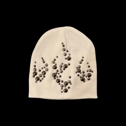 Hellstar Studded Flame Beanie 'White'
