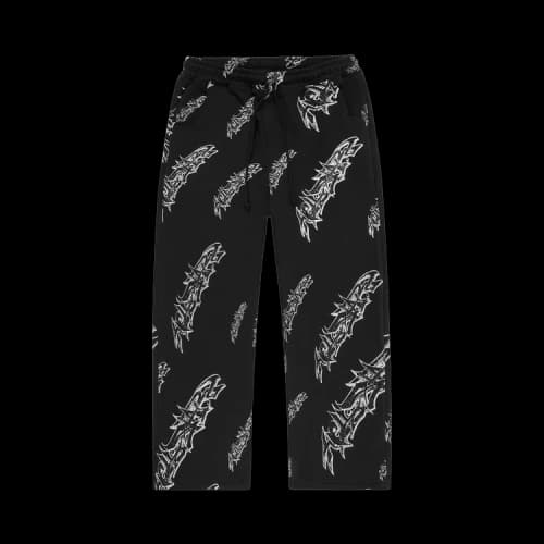 Hellstar Roll Print Graffiti Baggy Sweatpants 'Black'
