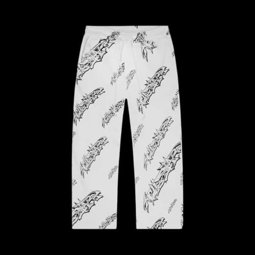 Hellstar Roll Print Graffiti Baggy Sweatpant 'White'