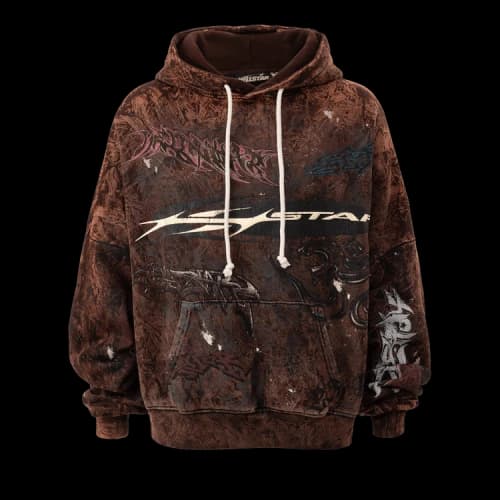 Hellstar H Star Graffiti Hoodie 'Brown'