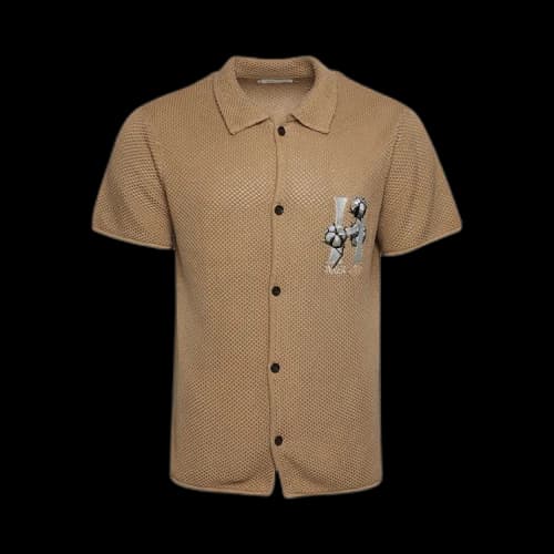 Honor The Gift Knit H Short-Sleeve Button Up 'Caramel'
