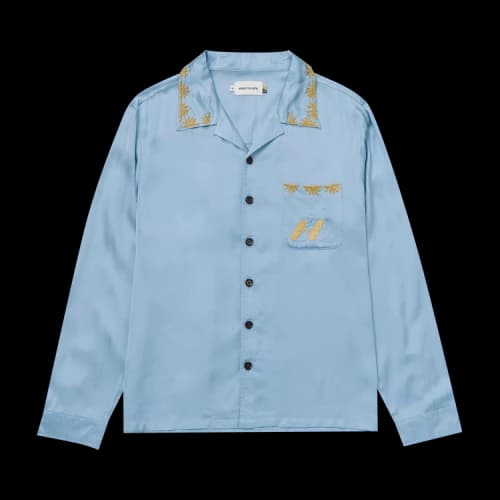 Honor The Gift Palm Stitch Long-Sleeve Button Up 'Blue'
