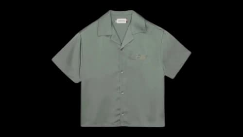 Honor The Gift Satin Chest Logo Camp Collar Shirt Sage
