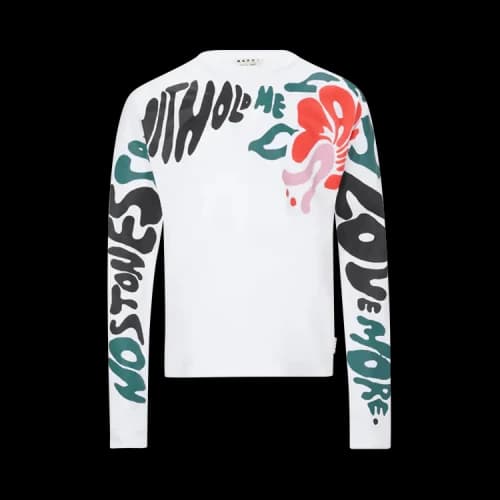 Marni Floral Stripe Print Long-Sleeve T-Shirt 'White'