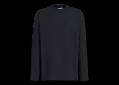 Marni Bio Jersey Embroidery Logo Long Sleeve T-Shirt Black/White