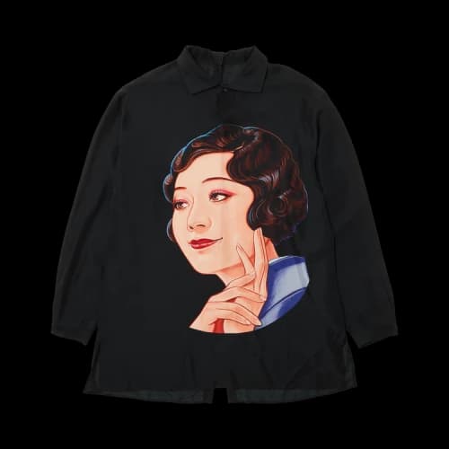 Yohji Yamamoto Printed Silk Shirt 'Black'