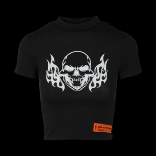Heron Preston Flaming Skull Baby Tee 'Black'