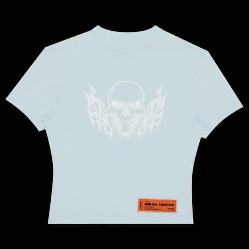 Heron Preston Short-Sleeve Baby Tee Flaming Skull 'Baby Blue'