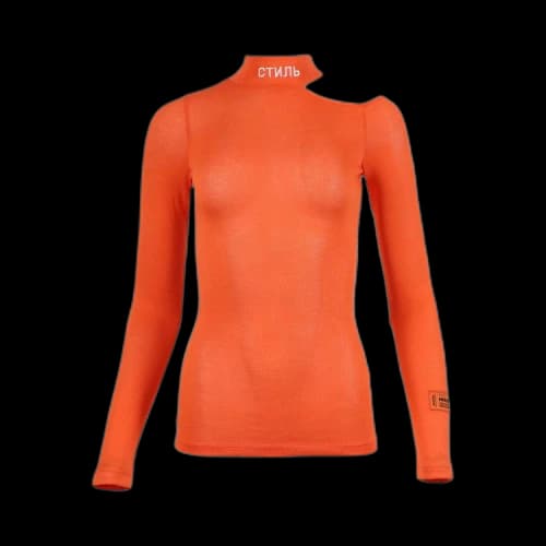 Heron Preston CTNMB Cut Shoulder Mockneck 'Orange/White'