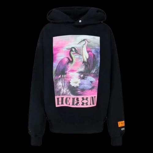 HERON PRESTON Unisex Heron Printing Sweatshirt Black