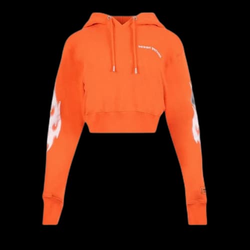Heron Preston HP Flaming Sleeve Crop Hoodie 'Orange/White'
