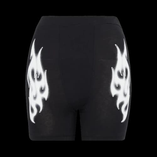 Heron Preston Flaming Cycling Shorts 'Black/White'