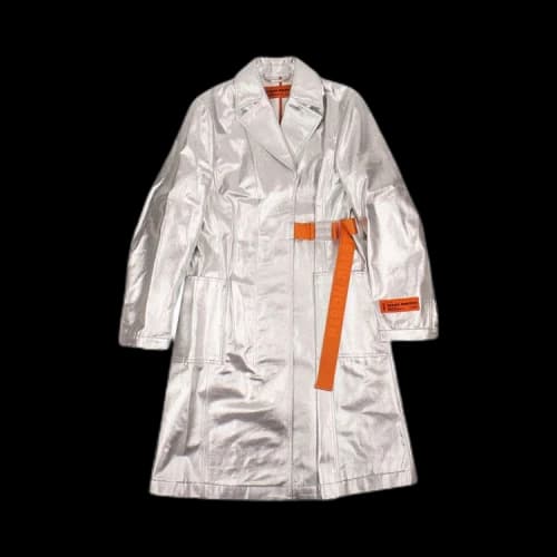 Heron Preston Metallic Contrast Panel Trench Coat 'Silver'