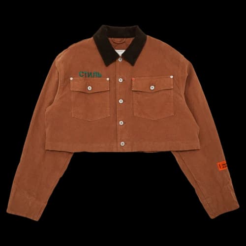 Heron Preston CTNMB Cropped Canvas Jacket 'Tobacco'