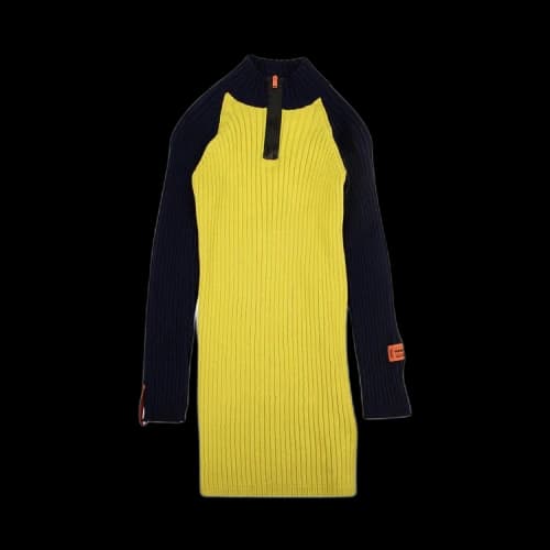 Heron Preston Ribbed Knit Dress 'Navy/Yellow'