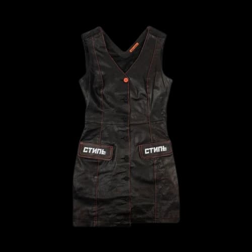 Heron Preston Leather V-Neck Dress 'Black'