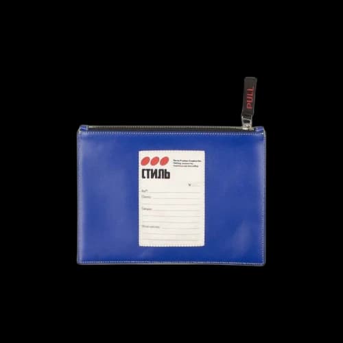 Heron Preston Leather Logo Document Patch Pouch 'Blue'