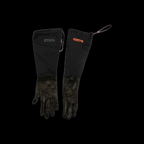 Heron Preston Dual Material Long Leather Gloves 'Black'