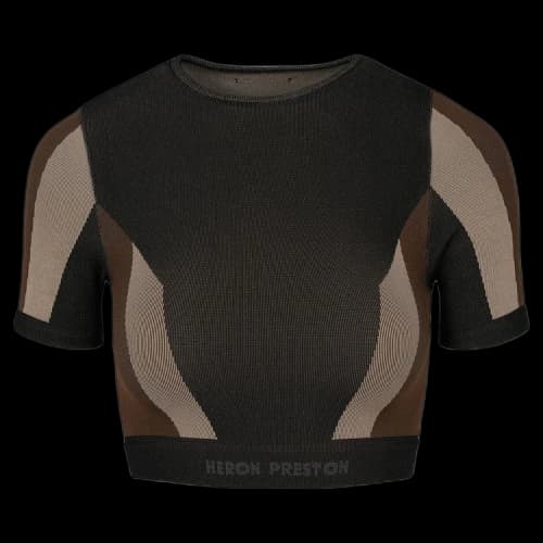 Heron Preston Color Block Rib Knit Crop Top 'Brown/Black'