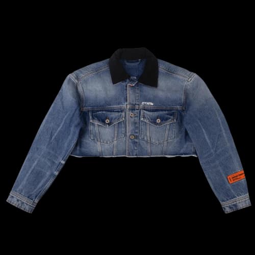 Heron Preston Cropped Vintage Wash Denim Jacket 'Blue'