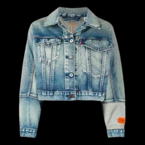 HERON PRESTON x Levis Crossover Washed Distress Short Denim Jacket Denim Blue