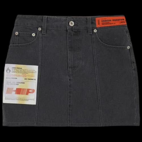 Heron Preston Acid Wash Denim Skirt 'Black'