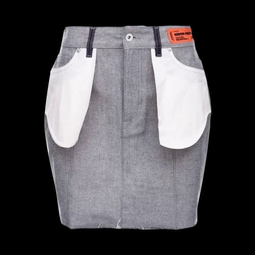 Heron Preston Raw Denim Reverse Mini Skirt 'Grey'