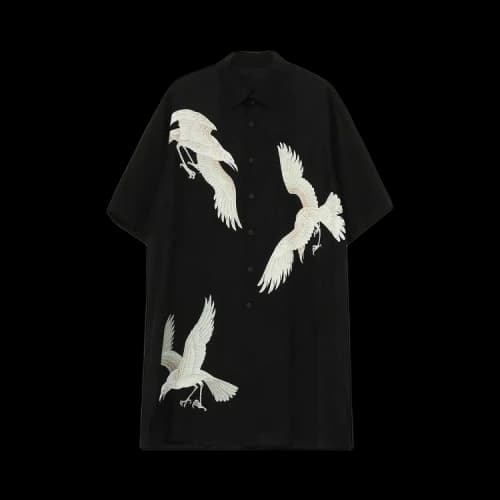 Yohji Yamamoto Pour Homme Crow Print Short-Sleeve Shirt 'Black'