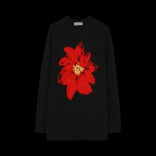 Yohji Yamamoto Pour Homme Floral Round Neck Long-Sleeve 'Red'