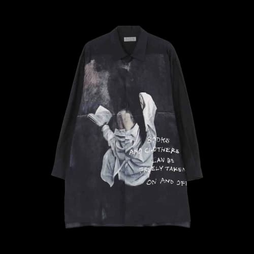 Yohji Yamamoto Books O-Fly Front Stand Blouse 'Black'