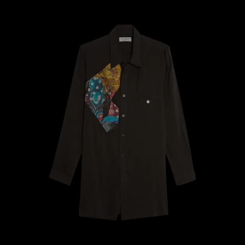 Yohji Yamamoto Pour Homme Cutting Line Collar With Patch Shirt 'Black'