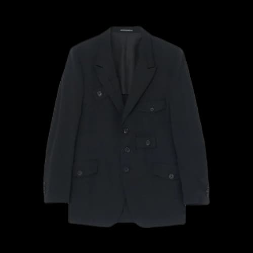 Yohji Yamamoto Pour Homme Tab Closure Gabardine Jacket 'Black'