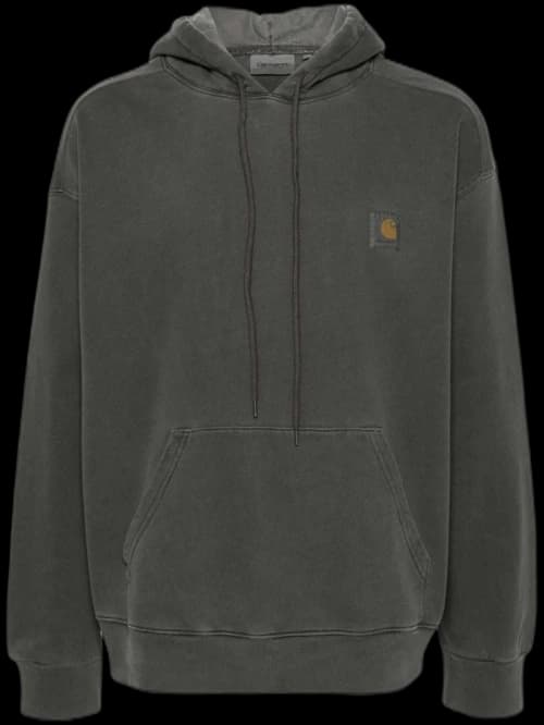 Carhartt WIP Logo-Patch Cotton Hoodie Charcoal Grey
