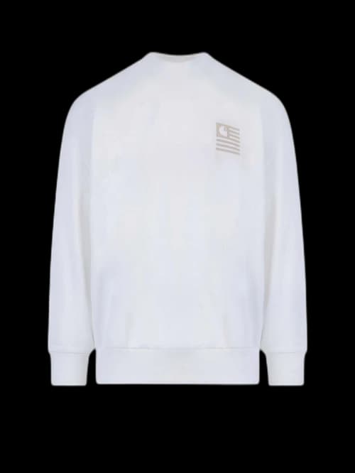 Carhartt WIP Man Frontal Logo Cotton Sweatshirt White