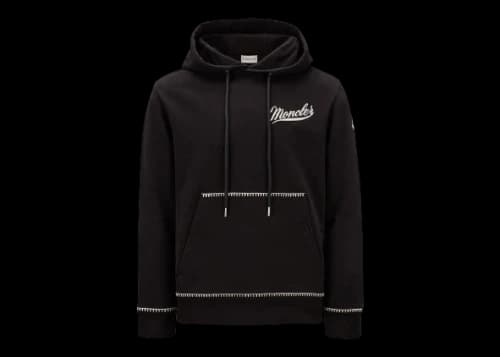 Moncler Logo Embroidered Hoodie Black/White