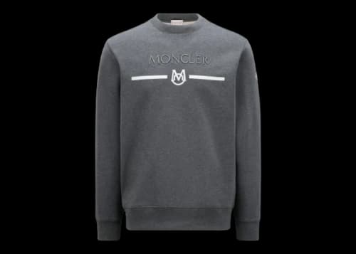 Moncler Logo Matte Monogram Accents Crewneck Sweatshirt Dove Gray