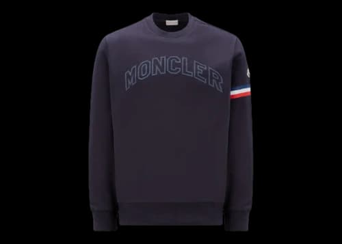 Moncler Embossed Rubberized Logo Lettering Sweatshirt Navy Blue