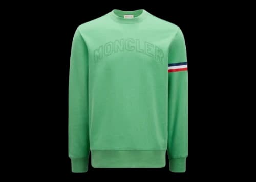 Moncler Embossed Rubberized Logo Lettering Sweatshirt Bright Green