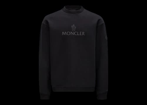 Moncler Reflective Logo Print Crewneck Sweatshirt Black/Black