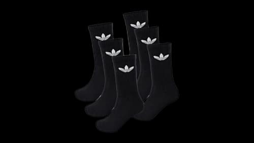 adidas Trefoil Crew Cushioned Socks (6 Pack) Black
