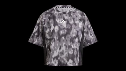 adidas Women's Train Essentials Allover Print Flower Tie-Dye T-Shirt Black
