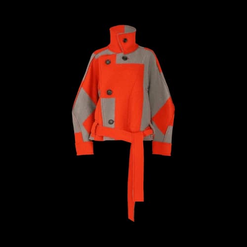 Issey Miyake Rectilinear: Milled Jacket 'Grey/Red'