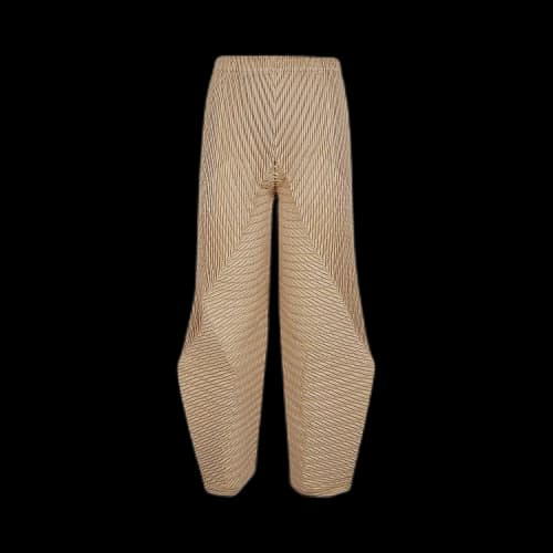 Issey Miyake Wrapped Suede Like Pleats Pants 'Silver/Grass/Beige'
